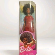 Black Barbie in Red Disco Dress w Natural Afro Anniversary Doll By Mattel New