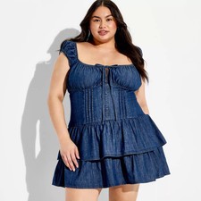 Women's Cap Sleeve Mini A-Line Dress - Wild Fable Blue XXL