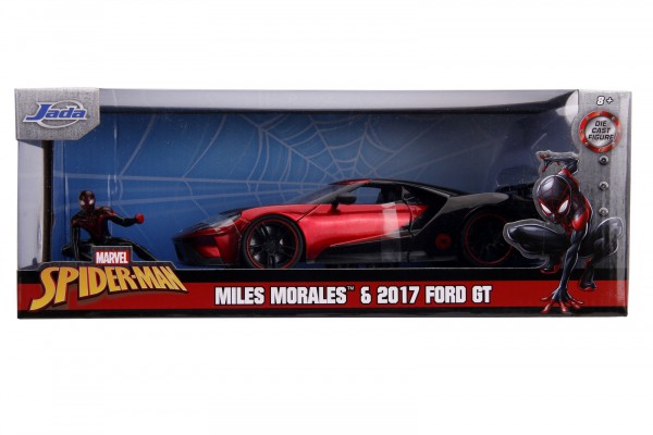 Jada Toys 253225008 Marvel Spiderman Miles Morales Figur + 2017 Ford GT 1:24 Mod-image