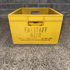 FALSTAFF BEER Plastic Case Bottle Crate Holds 12 Bottles Barware Man Cave Yellow
