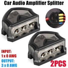 2PCS 3 Way 0 Gauge Input to 0 Gauge Output Power Ground Distribution Block Set