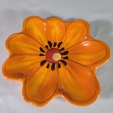 Laurie Gates Rare Version of Liza Orange Flower Trinket Dish NO CHIPS CRACKS ETC