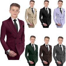 Boy Formal Suits Set Double Breasted Slim Fit Wedding Kid Suit for Boys 2 Pieces