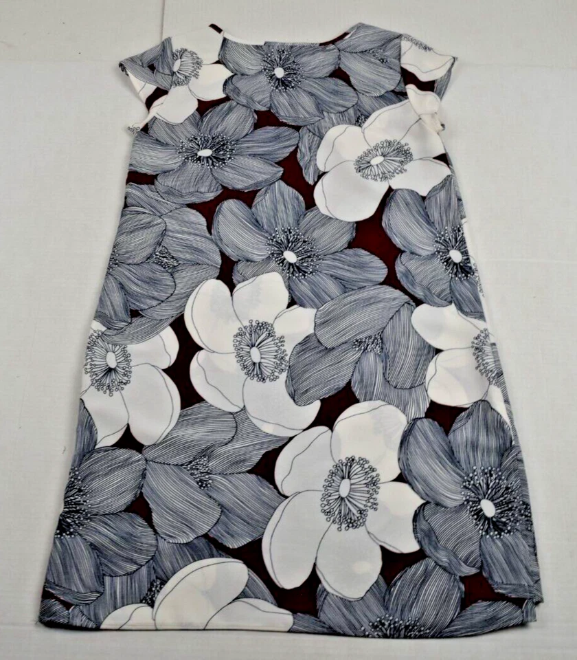 Dress Merona Size S Blue White Allover Floral On Mahogany Soft Poly Blend - Image 2 of 4