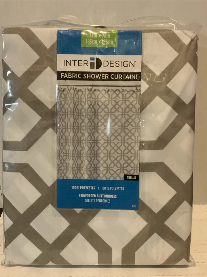 🛖 Cortina de ducha de tela Interdesign - 72 x 72 pulgadas Diseño de enrejado.🆕 Foto 2 de 4