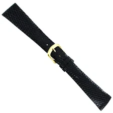 20mm Milano Black Genuine Lizard Tapered Made In France Mens Watch Band Reg 137