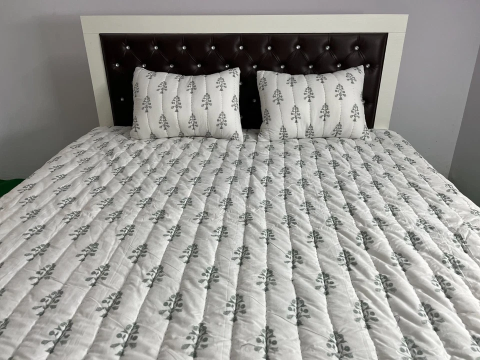 White Cotton quilt king cotton blanket cotton comforter queen bedding set - Image 4 of 4
