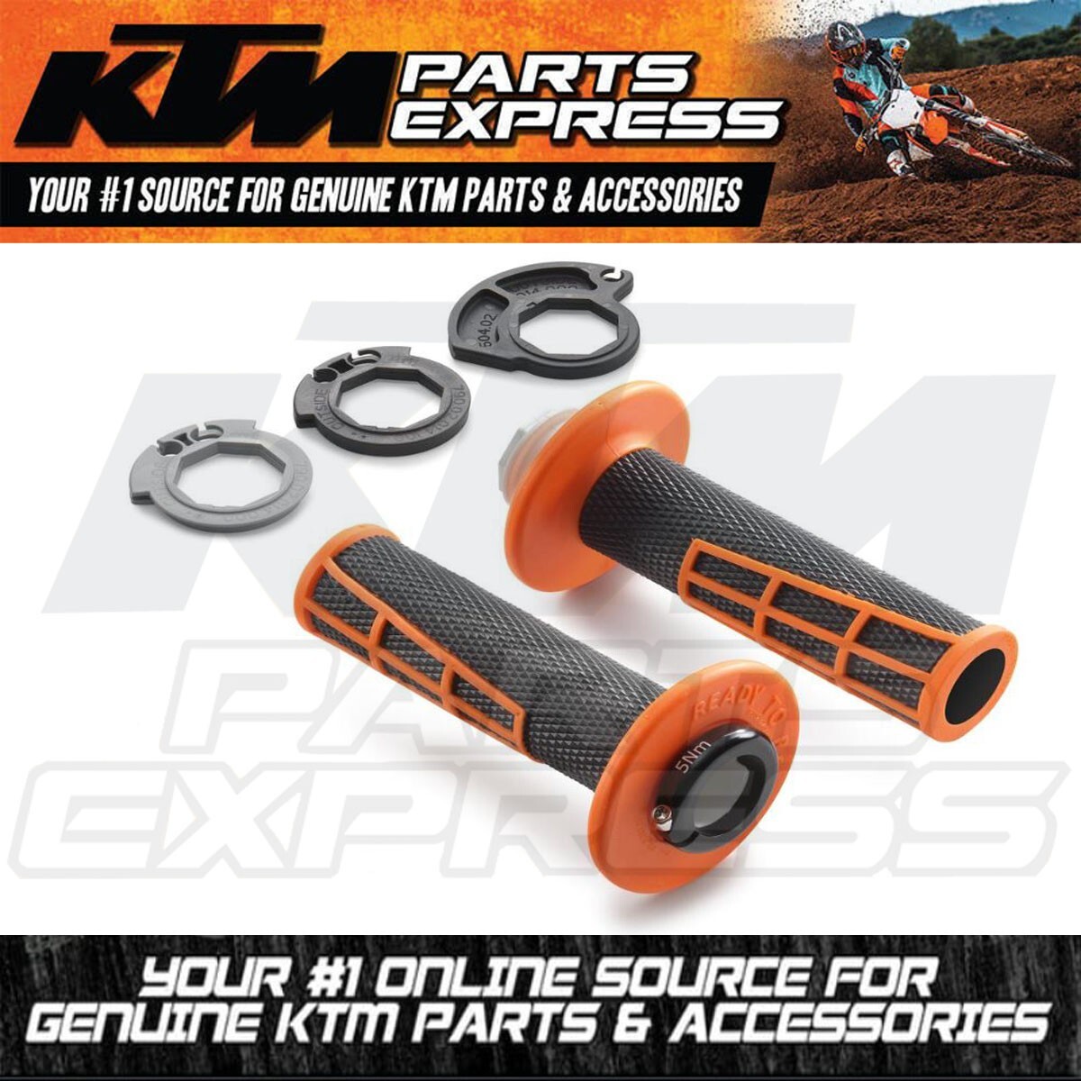 NEW KTM ORANGE/BLACK OPEN END LOCK ON GRIP SET 125 150 250 300 350