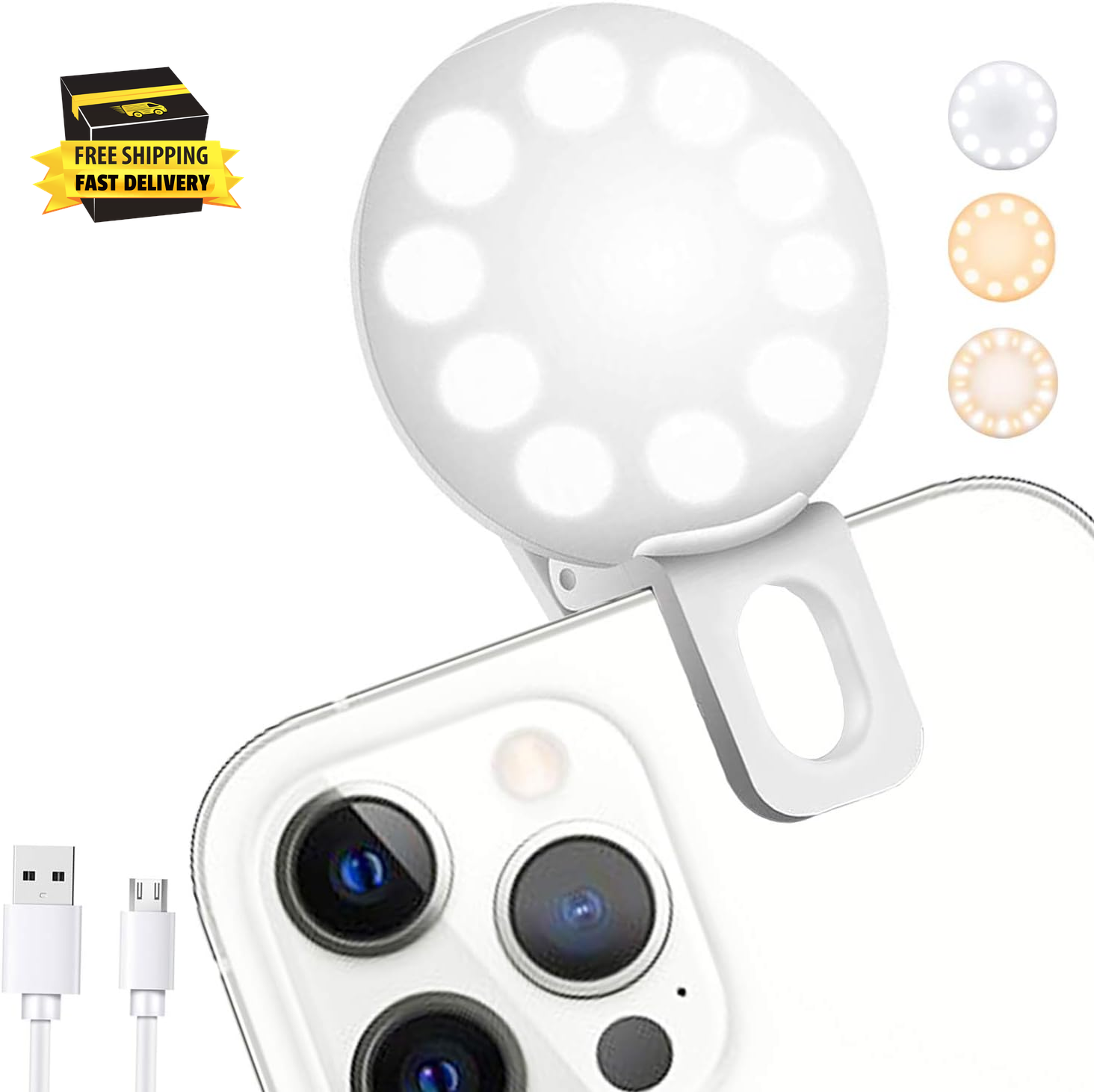 Mini Ring Light, Upgraded  Small Clip on Ring Light, Portable LED Light for Phon-image