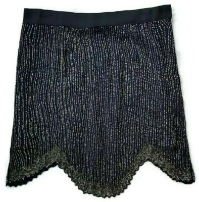 Renzo+Kai Women's Beaded Mini Skirt with Uneven Hem Black Gray Size XS 2 NEW