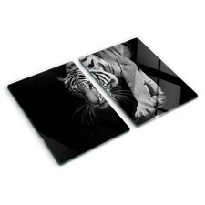 Glas-Herdabdeckplatte Ceranfeldabdeckung 2x40x52 Zweiteilig Tiger