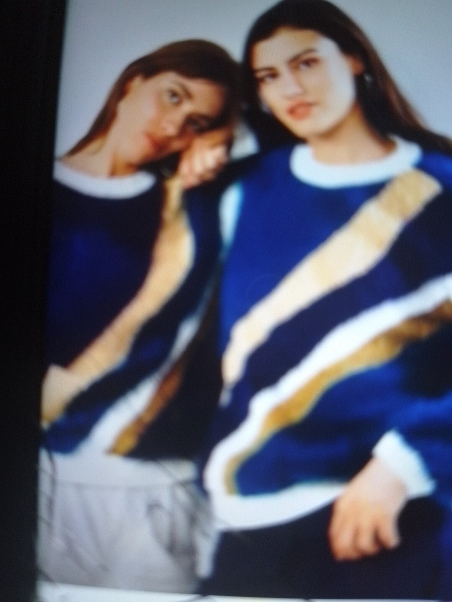 Pull Angora Gloria Dubai Anny Blatt - Rayures Bleu, Vert, Ecru - Taille XL - Neuf Sans étiquettes