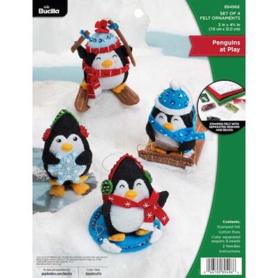 Bucilla Filz Ornamente Applikation Set 4er Set - Pinguine beim Spielen