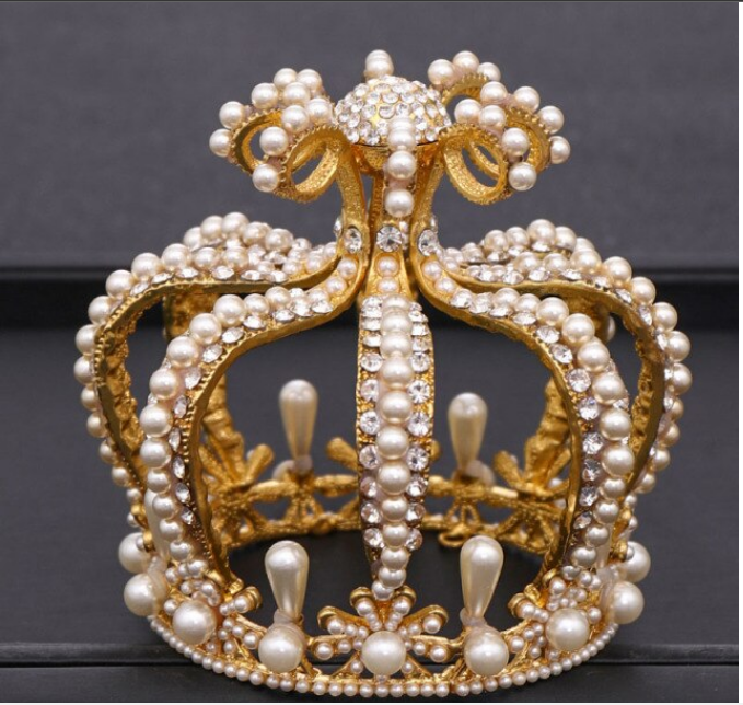 Exquisite Royal Queen Crown Baroque Imperial Pearl Crystal