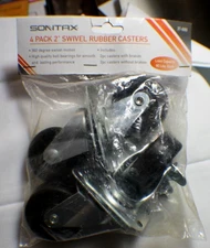 (4-Pk) ~  Sontax  Swivel Rubber Casters  ~ 2" ~ 90 LB capacity