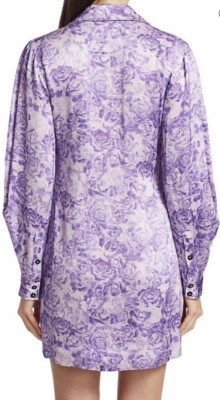 ganni purple floral dress Ganni Floral Print Georgette Long Sleeve Midi Dress