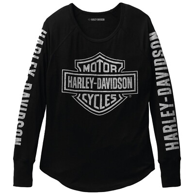 Harley Davidson Authentic Bar&Shield Rib-Knit Top Black Beauty Damen NEU