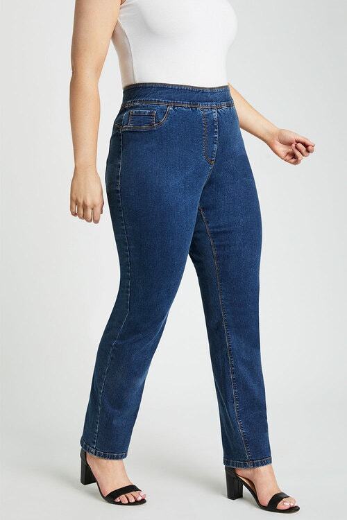 SARA Plus Size Womens Jeans Black Full Length Cotton Pants