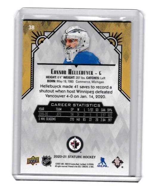 2020 Upper Deck Stature Connor Hellebuyck 38 - Image 2 of 2