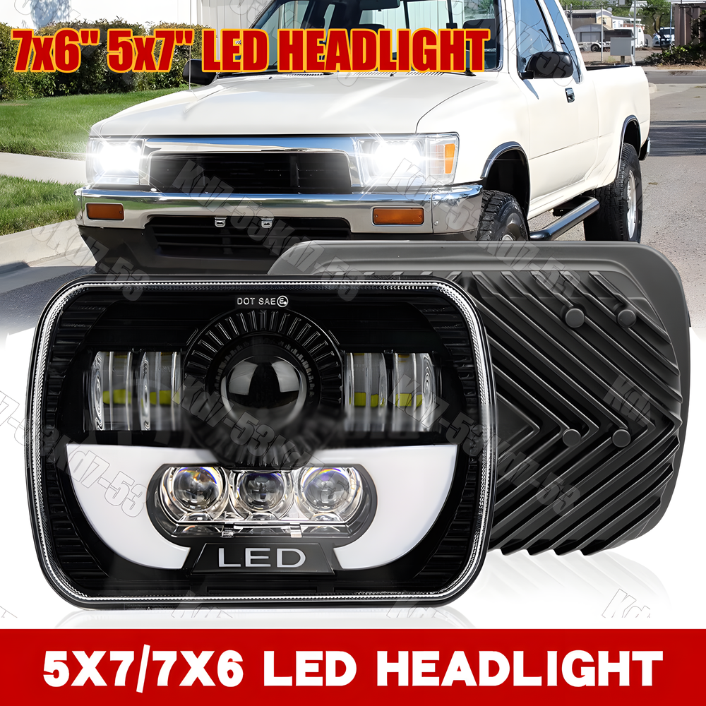 7x6 5x7 Inch H4 Sealed Beam LED Headlight with DRL for 82-95 Toyota Pickup