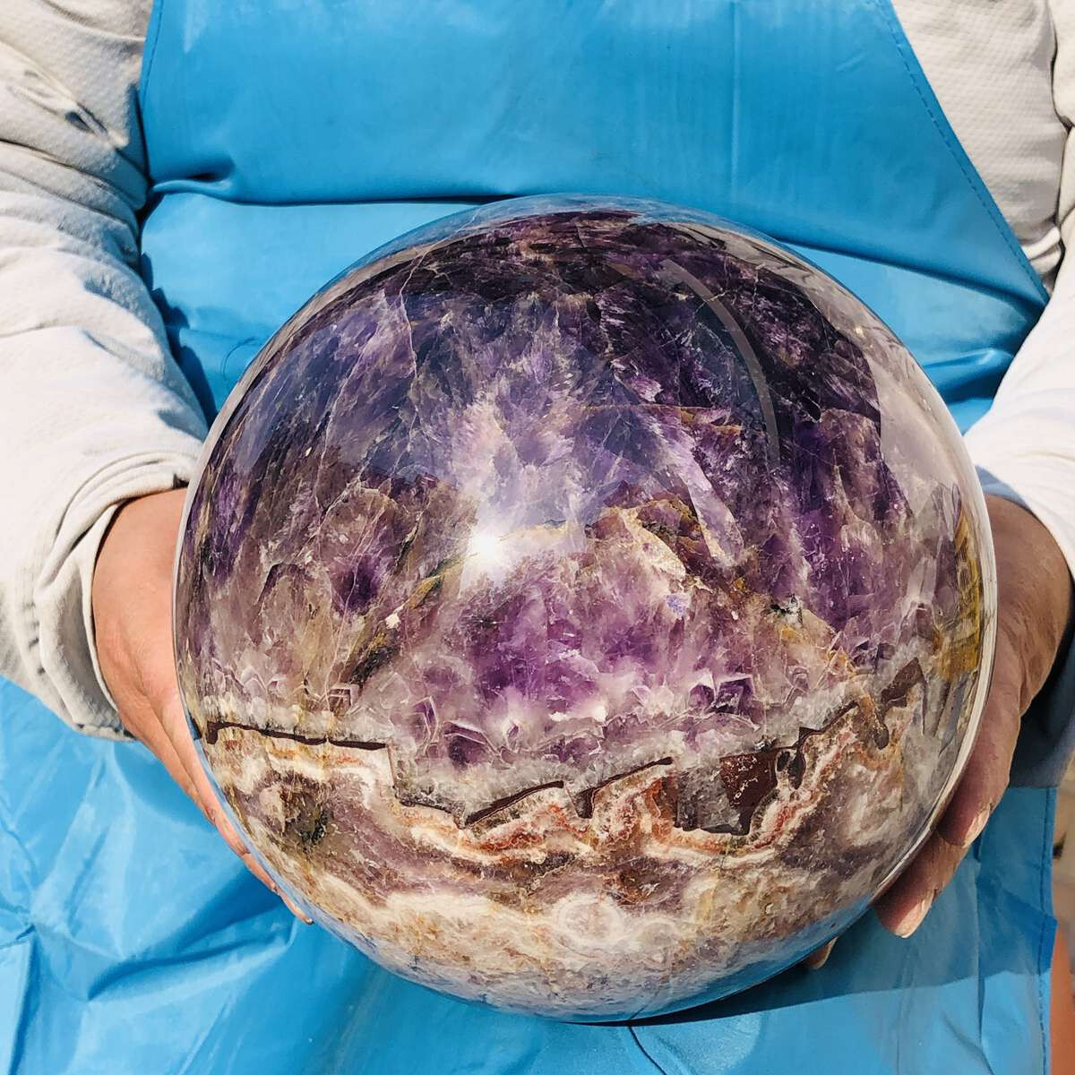 8790G Natural Beautiful Dream Amethyst Quartz Crystal Sphere Ball Healing 305