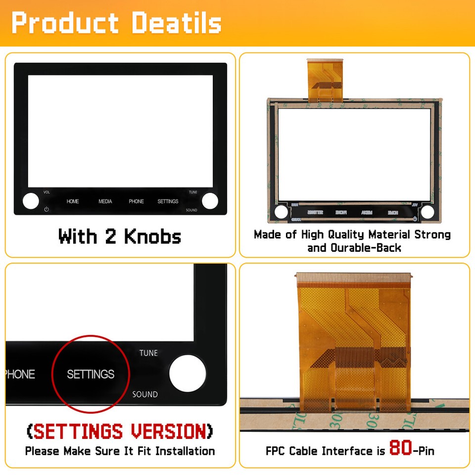 8-Inch Touch-Screen Glass Digitizer With 2 Knobs – For 2020-2022 Mitsubishi Outlander Radio Display