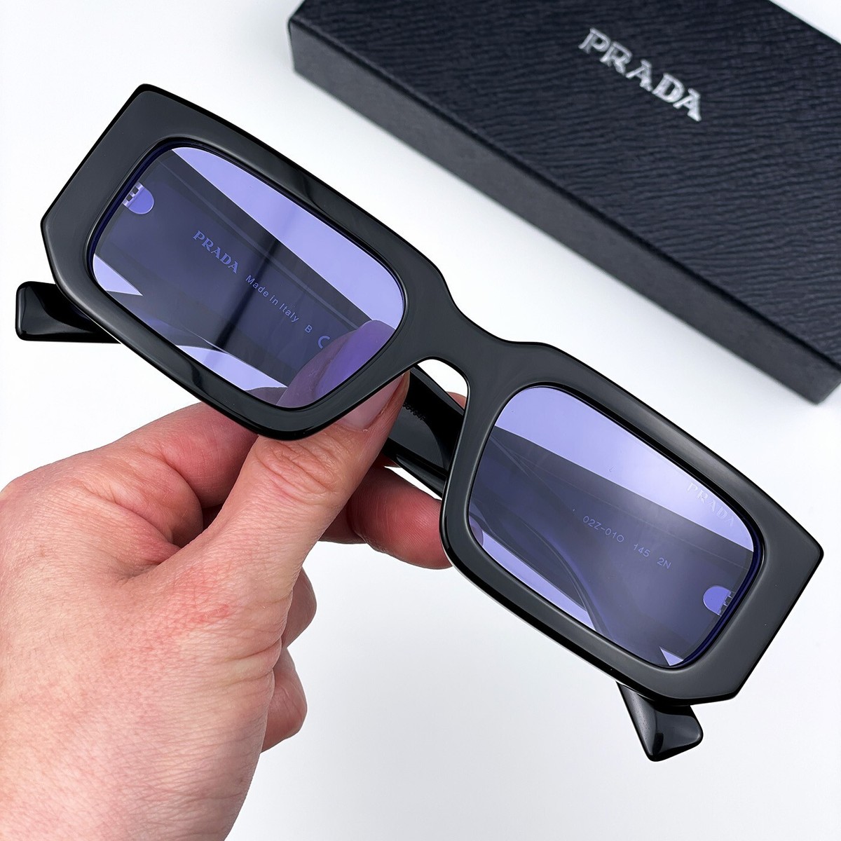 Prada Men AUTHENTIC Sunglasses Black Blue Rectangle PR06YS  display picture 1