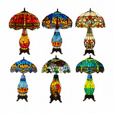 Antique Tiffany Style Clustered Table Lamp Multicolor 16inch Stained Glass Shade