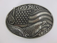 Belt Buckle Nocona God Bless America Buckle American Flag Eagle Stars  Stripes