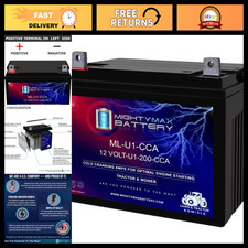 12V 200 CCA Rechargeable AGM Battery - Nut Bolt Terminal, Deep Cycle Power