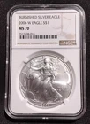 2006 W Eagle $1, Burnished American Silver Eagle, NGC MS70