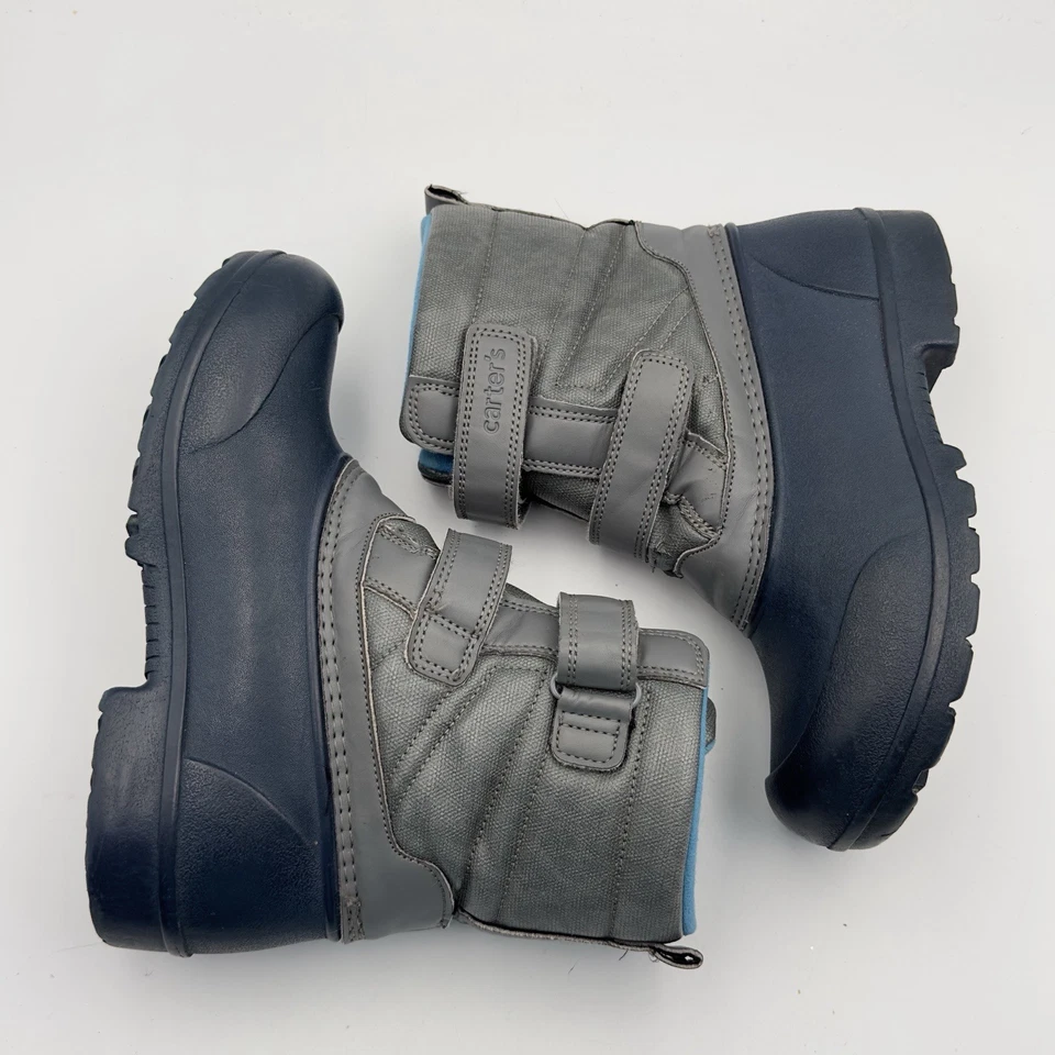 Carter's Deltha Waterproof Winter Snow Boots Toddler Boys Size 3M Gray Navy - Image 3 of 4