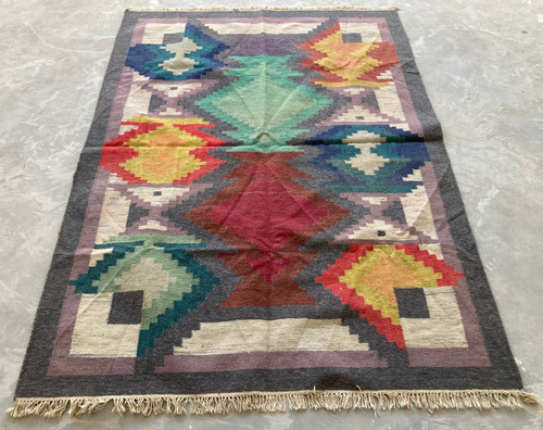 Vintage Traditional Handmade Beautiful Turkish Kilim Floor Rug Carpet 200X142 cm