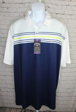 Callaway Opti-Dri Polo Shirt Mens 2XL Blue White Golf Moisture Wicking Stretch