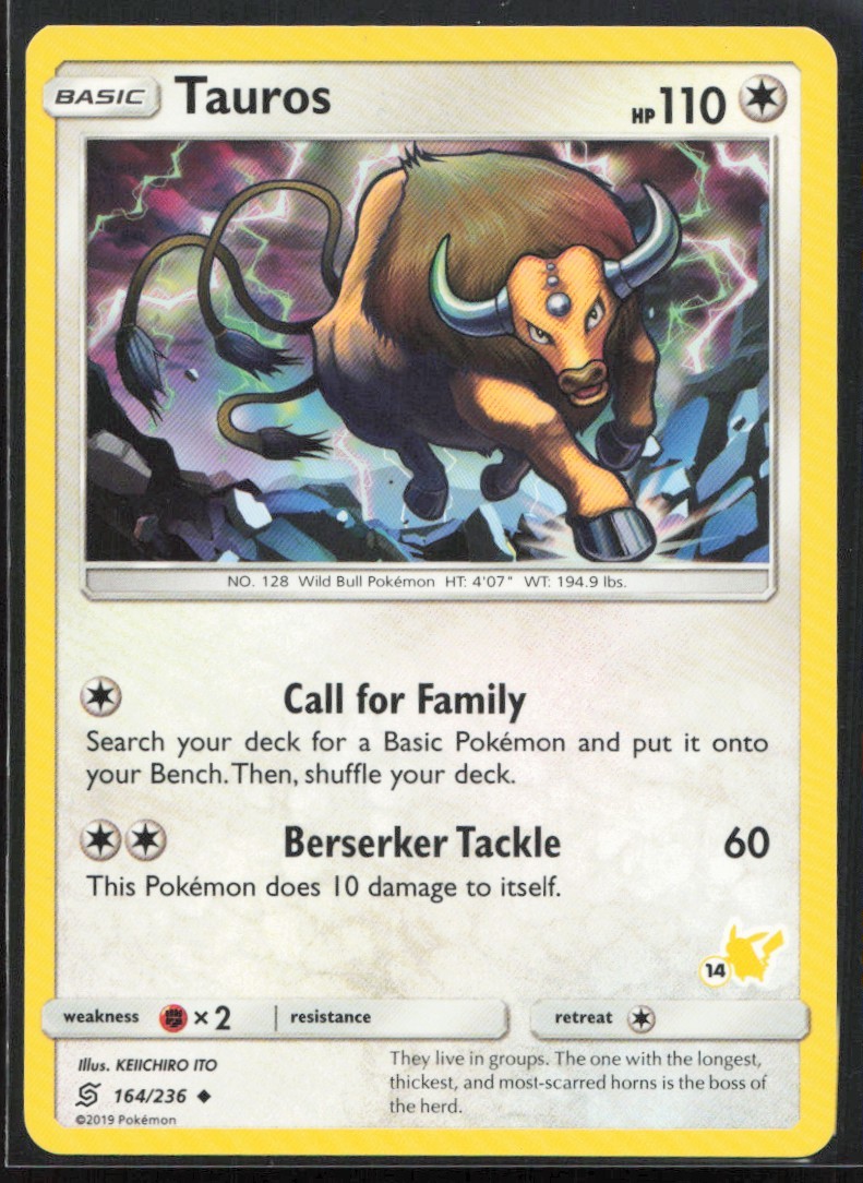 2019 Sun & Moon - Unified Minds Tauros Basic/Uncommon #164