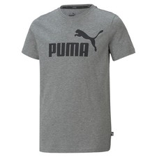 PUMA Essentials Logo Crew Neck Short Sleeve T-Shirt Youth Boys Grey Casual Tops