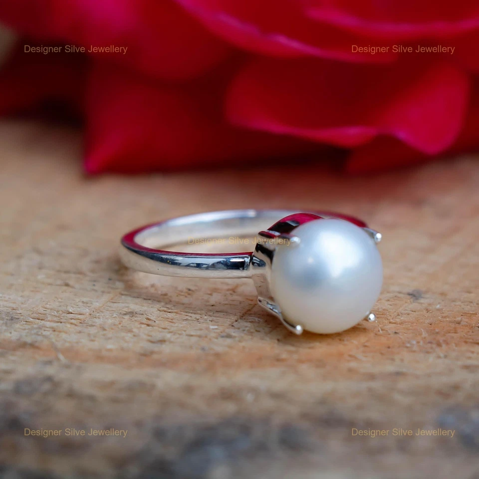 Halloween Deal 925 Sterling Silver June Pearl Stone Statement Wife Ring Jewelry - Image 4 of 4