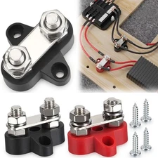 2pcs 1/4" M8 12-48V Bus Bar Terminal Block Power Stud Battery Junction Post USA