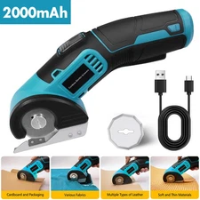 Cordless Electric Scissors Rechargeable Rotary Cutter w/ Safety Lock For Cutting