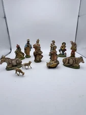Set of 13 Vintage Italy Plaster - Chalkware Nativity Pieces - Holy Family