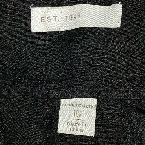 Pantalones de vestir negros contemporáneos pantalones pantalones pierna ancha tiro alto para mujer talla 16 - Imagen 3 de 5