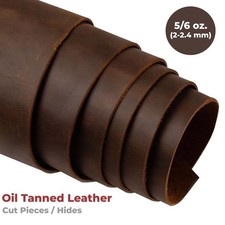 ELW Oil Tanned Leather 5-6 oz 2-2.4mm Pre-Cut in Sable Brown Cowhide Leather
