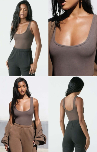 Joah Brown Scoop Neck Tank Brown Mauve Ribbed Top Sz Small / Medium