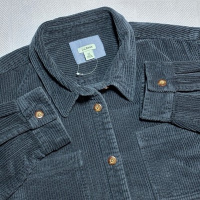 NEW LL Bean Corduroy Button Up Shirt Womens 2X Plus Comfort Relaxed Blue NWOT