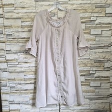 Naïf Boho Mini Dress Women’s M Beige Embroidered Button-Front Bell Sleeve Boho
