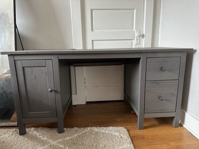 Hemnes IKEA Gray Computer Desk With Drawers | eBay