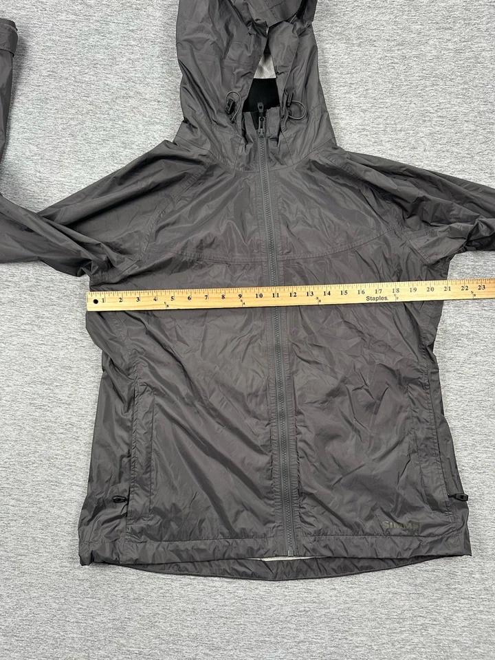 Simms Rain Jacket Womens Large Gray Full Zip Lightweight Waterproof Outdoor Hood - Image 3 of 4
