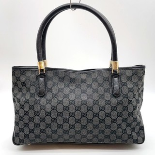 Auth Gucci GG Canvas Leather Black 290826 498879 Tote Bag NS081273