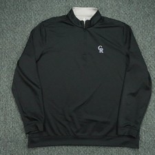 Colorado Rockies Pullover Men XL Black Johnnie O Quarter Zip Performance Stretch