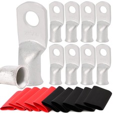 TKDMR 10pcs 2 Awg-5/16 Ring Marine Grade Copper Wire Lugs,with 31 Heat Shrink...